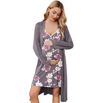Ekouaer Maternity Nursing Gown and Robe Set Nursing 1 Labor Delivery Nightgowns for Hospital