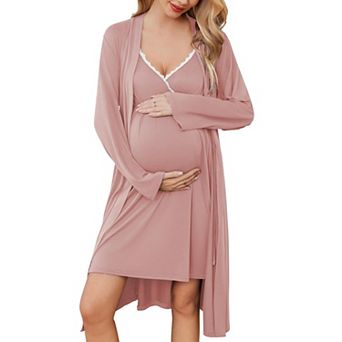 Ekouaer Maternity Nursing Gown and Robe Set Nursing 1 Labor Delivery Nightgowns for Hospital