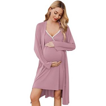Ekouaer Maternity Nursing Gown and Robe Set Nursing 1 Labor Delivery Nightgowns for Hospital