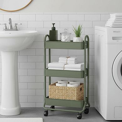 3 Tier Slim Rolling Storage Cart Organizer with Wheels for Bathroom Laundry Kitchen Garage