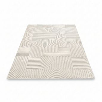 Modern Boho Washable Rug, Beige Solid Non-Slip Fluffy Carpet for All Indoor Rooms