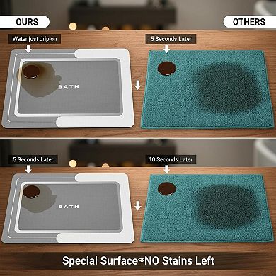 Innovative Diatomaceous Earth Bath Mat Super Absorbent Quick Dry Non Slip Thin