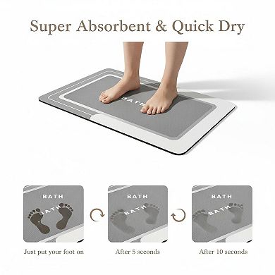Innovative Diatomaceous Earth Bath Mat Super Absorbent Quick Dry Non Slip Thin