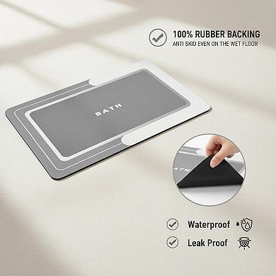 Innovative Diatomaceous Earth Bath Mat Super Absorbent Quick Dry Non Slip Thin