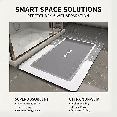 Innovative Diatomaceous Earth Bath Mat Super Absorbent Quick Dry Non Slip Thin