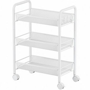 3 tier Rolling Utility Storage Cart Multi-Purpose Organizer Shelves Locking Wheels Easy Assemble