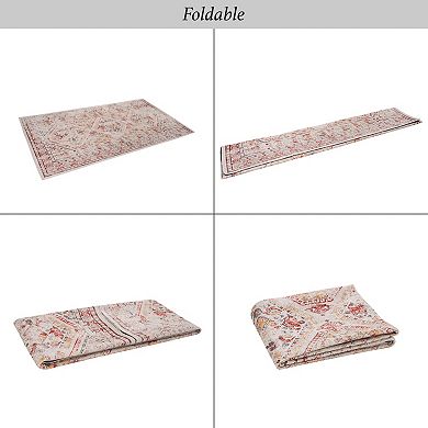 Aurora Ascent 5x8 Beige Washable Low Pile Non Slip Area Rug