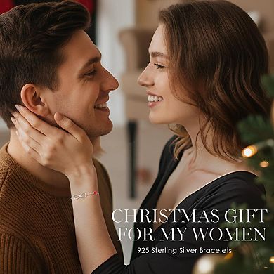 Heart-Shaped Gemstone Pendant Bracelet, Sterling Silver Adjustable Jewelry, Perfect As A Gift