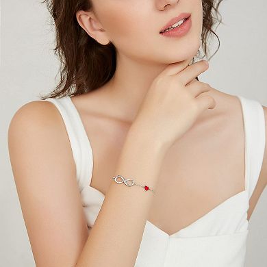 Heart-Shaped Gemstone Pendant Bracelet, Sterling Silver Adjustable Jewelry, Perfect As A Gift