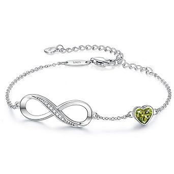 Heart-Shaped Gemstone Pendant Bracelet, Sterling Silver Adjustable Jewelry, Perfect As A Gift