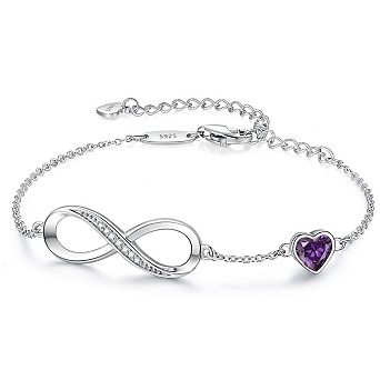 Heart-Shaped Gemstone Pendant Bracelet, Sterling Silver Adjustable Jewelry, Perfect As A Gift