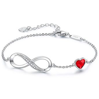 Heart-Shaped Gemstone Pendant Bracelet, Sterling Silver Adjustable Jewelry, Perfect As A Gift