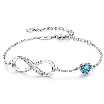 Heart-Shaped Gemstone Pendant Bracelet, Sterling Silver Adjustable Jewelry, Perfect As A Gift