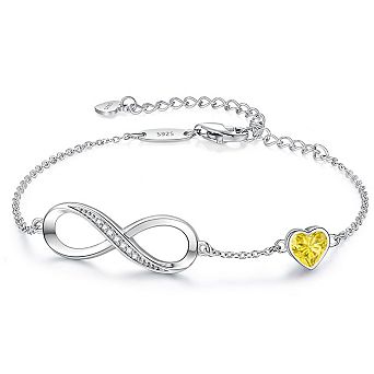 Heart-Shaped Gemstone Pendant Bracelet, Sterling Silver Adjustable Jewelry, Perfect As A Gift