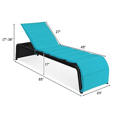 Costway 2 PCS Patio Rattan Lounge Chair Chaise Recliner Back Adjustable Cushioned