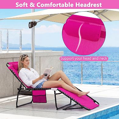 Costway 1 PC Folding Chaise Lounge Chair Portable Sun Lounger with Adjustable Backrest
