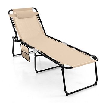 Costway 1 pc Folding Chaise Lounge Chair Portable Sun Lounger with Adjustable Backrest
