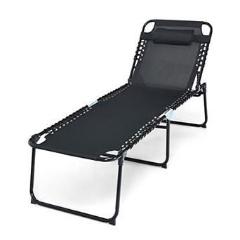 Costway 1 pc Folding Chaise Lounge Chair Portable Sun Lounger with Adjustable Backrest
