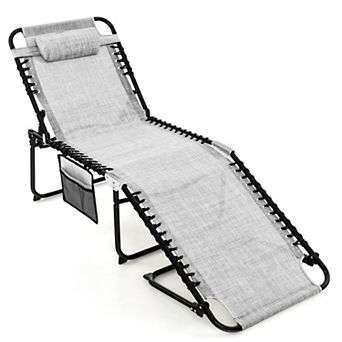 Costway 1 pc Folding Chaise Lounge Chair Portable Sun Lounger with Adjustable Backrest