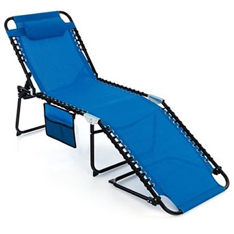 Costway 1 pc Folding Chaise Lounge Chair Portable Sun Lounger with Adjustable Backrest