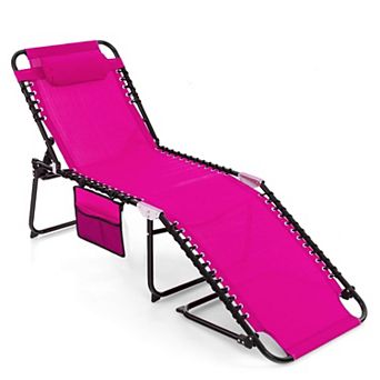 Costway 1 pc Folding Chaise Lounge Chair Portable Sun Lounger with Adjustable Backrest
