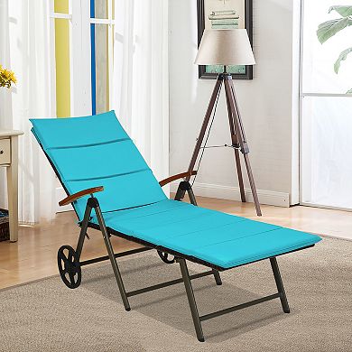 Costway Aluminum Rattan Lounger Recliner 5-Position Adjustable Chair