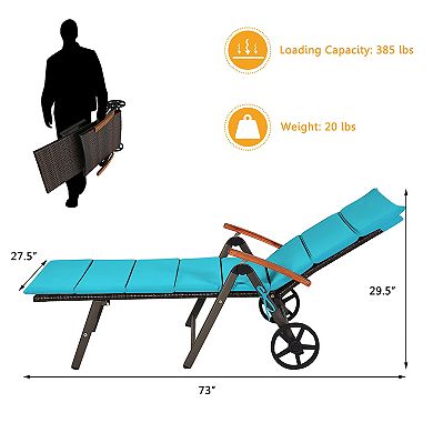 Costway Aluminum Rattan Lounger Recliner 5-Position Adjustable Chair