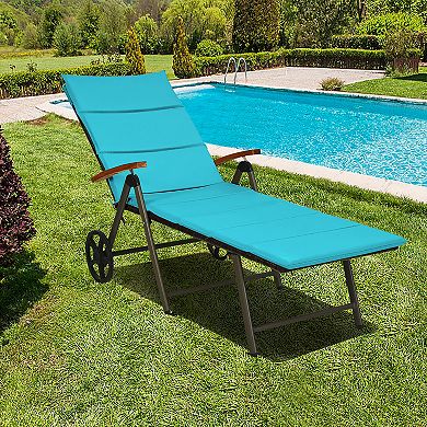Costway Aluminum Rattan Lounger Recliner 5-Position Adjustable Chair