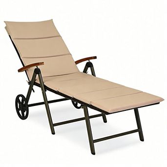 Costway Aluminum Rattan Lounger Recliner 5-Position Adjustable Chair