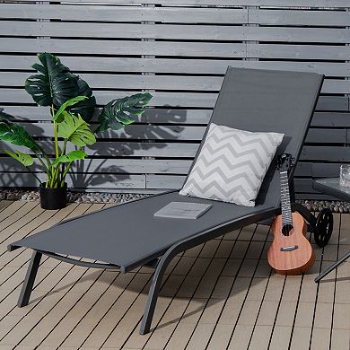 Costway Patio Lounge Chair Chaise Adjustable Back Recliner Garden W/Wheel