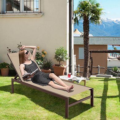 Costway 2 PCS 6-Position Lounge Chair Chaise Aluminium Adjust Recliner