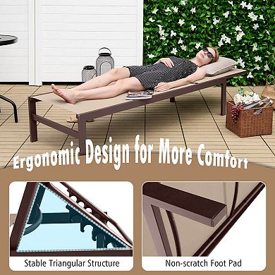 Costway 2 PCS 6-Position Lounge Chair Chaise Aluminium Adjust Recliner