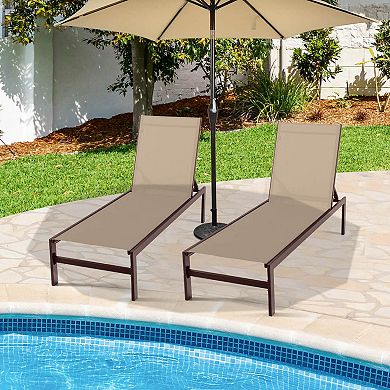 Costway 2 PCS 6-Position Lounge Chair Chaise Aluminium Adjust Recliner