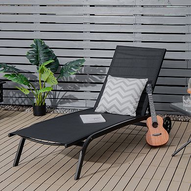 Costway 2PCS Patio Lounge Chair Chaise Adjustable Back Recliner W/Wheels