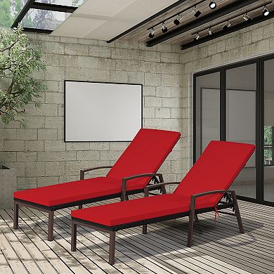 Costway Patio Rattan Lounge Chair Chaise Recliner Back Adjustable w/Cushion