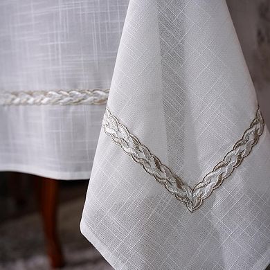 Lace Tablecloth Rope Embroidery Linen Rectangle Offwhite 60x84 Inch Wedding Party