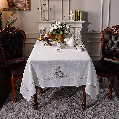 Lace Tablecloth Rope Embroidery Linen Rectangle Offwhite 60x84 Inch Wedding Party