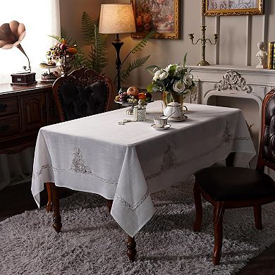 Lace Tablecloth Rope Embroidery Linen Rectangle Offwhite 60x84 Inch Wedding Party