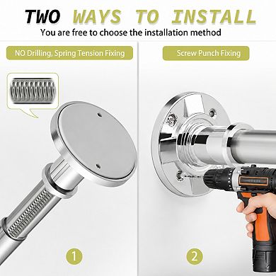 Adjustable Stainless Steel Shower Curtain Rod 31-100 In Heavy Duty Anti Slip Rust Proof