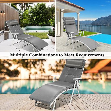 Costway 2PCS Outdoor Folding Chaise Lounge Chair w/Cushion