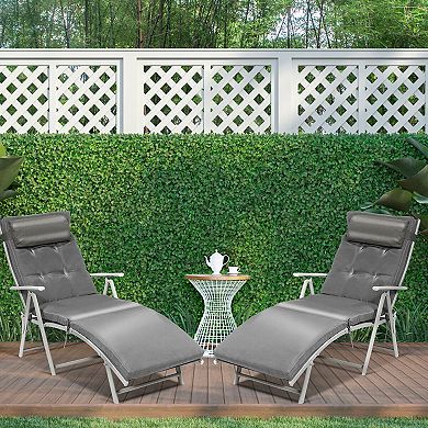 Costway 2PCS Outdoor Folding Chaise Lounge Chair w/Cushion