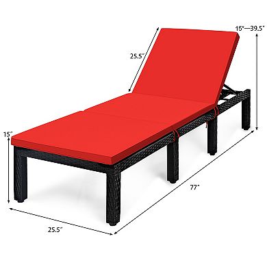 Costway 2PCS Patio Rattan Lounge Chair Chaise Recliner Adjust with Cover