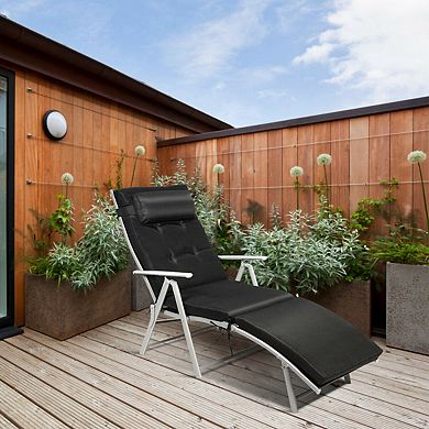 Costway Outdoor Folding Chaise Lounge Chair w/Cushion