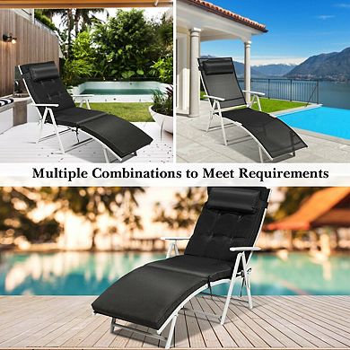 Costway Outdoor Folding Chaise Lounge Chair w/Cushion