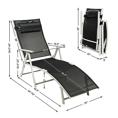Costway Outdoor Folding Chaise Lounge Chair w/Cushion