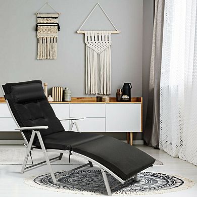 Costway Outdoor Folding Chaise Lounge Chair w/Cushion