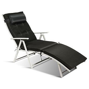 Costway Outdoor Folding Chaise Lounge Chair w/Cushion