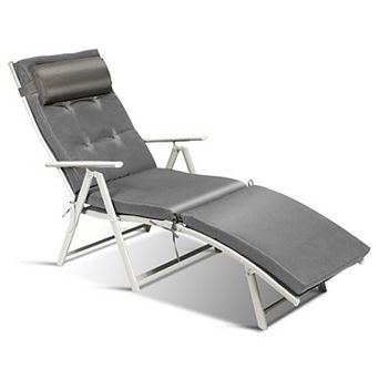 Costway Outdoor Folding Chaise Lounge Chair w/Cushion