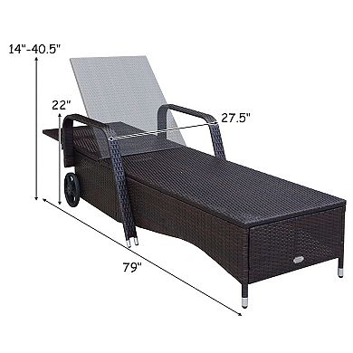 2PCS Patio Rattan Lounge Chair Chaise Adjustable Recliner Cushioned Sofa Garden