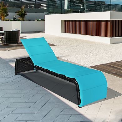 Costway Patio Rattan Lounge Chair Chaise Recliner Back Adjustable Cushioned